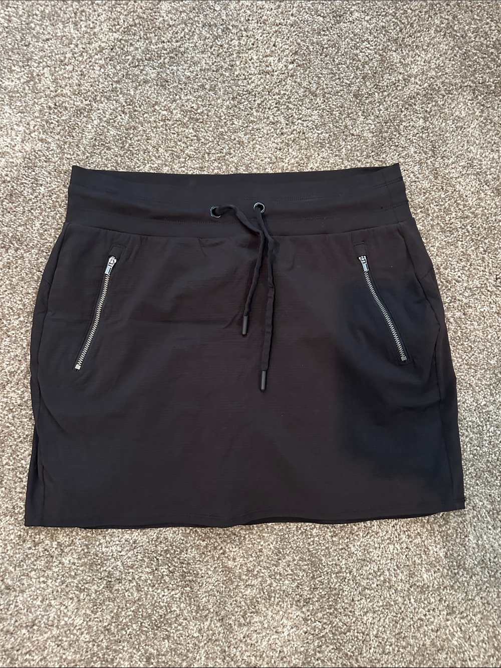 Athleta Black Mini Skirt with Drawstring and Zip Pockets